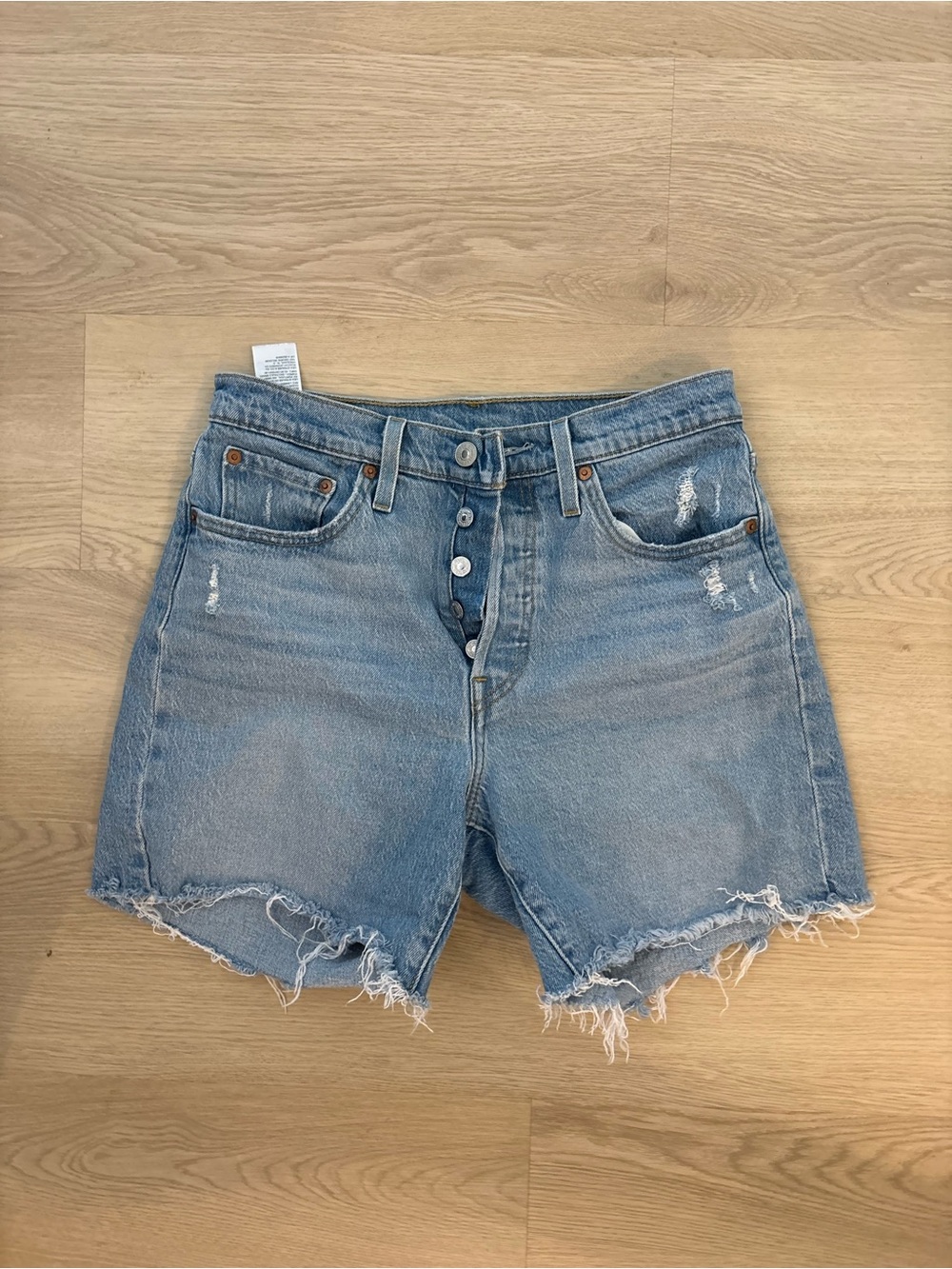 Levi’s 501 Classic High-Rise Distressed Denim Shorts - Light Blue Size 27